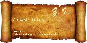 Zatyko Irina névjegykártya